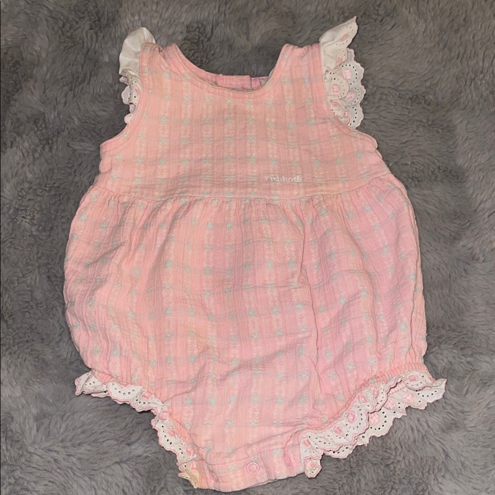 Vintage OshKosh B'gosh Light Pink Baby Romper Sz 18M Outfit